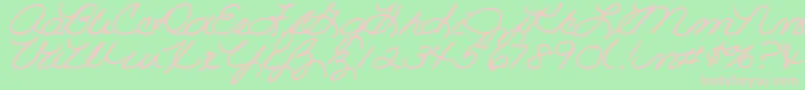 DjbRoomMotherScript-Schriftart – Rosa Schriften auf grünem Hintergrund