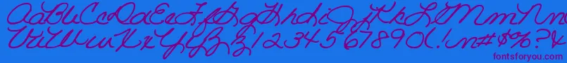 DjbRoomMotherScript Font – Purple Fonts on Blue Background