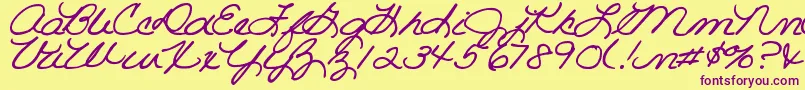 DjbRoomMotherScript Font – Purple Fonts on Yellow Background