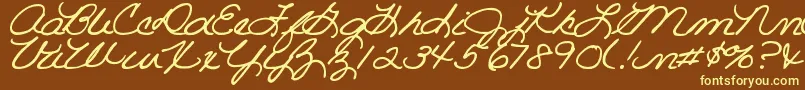 DjbRoomMotherScript Font – Yellow Fonts on Brown Background