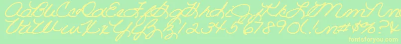 DjbRoomMotherScript Font – Yellow Fonts on Green Background