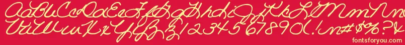 DjbRoomMotherScript Font – Yellow Fonts on Red Background