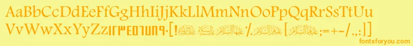 フォントScKhalid – オレンジの文字が黄色の背景にあります。