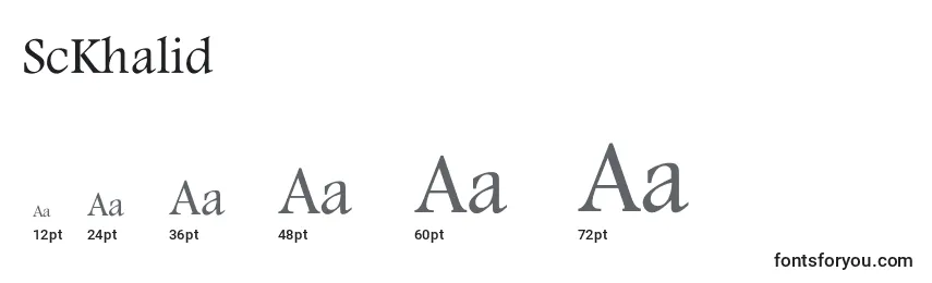 ScKhalid Font Sizes