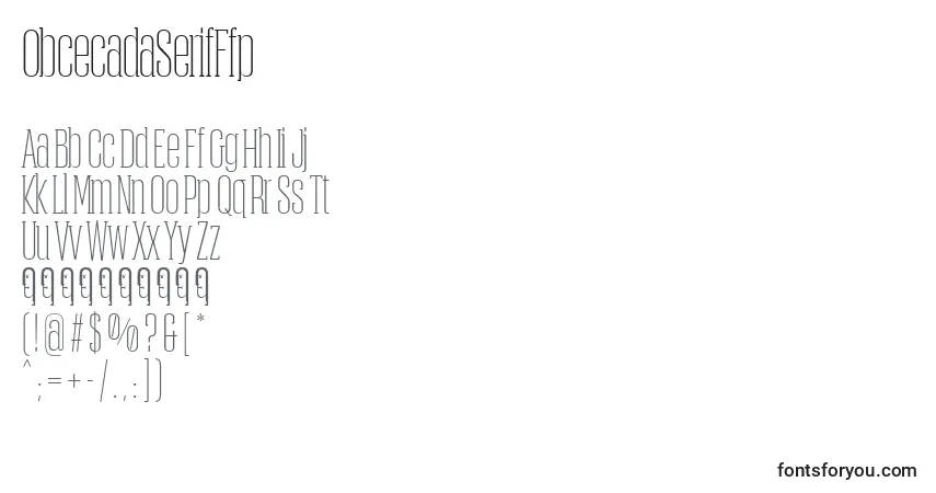 Schriftart ObcecadaSerifFfp (76766) – Alphabet, Zahlen, spezielle Symbole