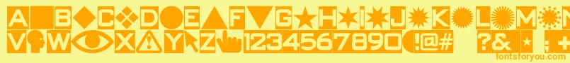 Więcej informacji o czcionce Swishbut Czcionka Swishbut – pomarańczowe czcionki na żółtym tle