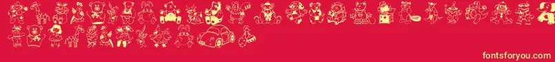 Fonte Openparlament – fontes amarelas em um fundo vermelho