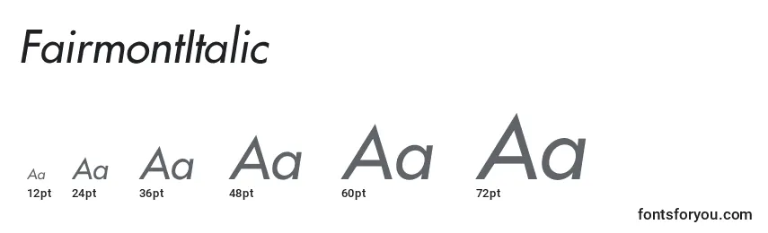 FairmontItalic Font Sizes