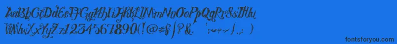 RoyalVanity-Schriftart – Schwarze Schriften auf blauem Hintergrund
