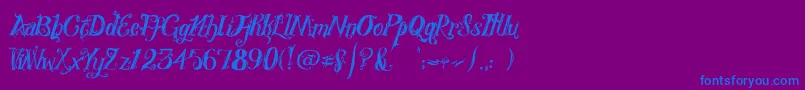 フォントRoyalVanity – 紫色の背景に青い文字