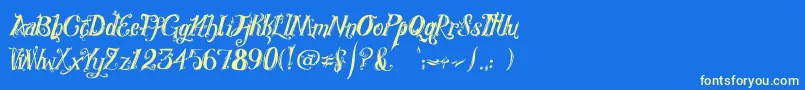 RoyalVanity Font – Yellow Fonts on Blue Background