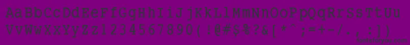 Smalltypewritingmedium-Schriftart – Schwarze Schriften auf violettem Hintergrund