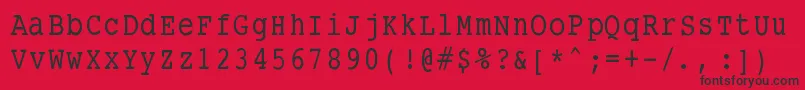 Smalltypewritingmedium-Schriftart – Schwarze Schriften auf rotem Hintergrund