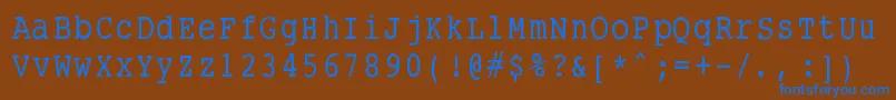 フォントSmalltypewritingmedium – 茶色の背景に青い文字