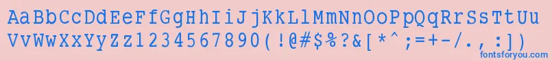 フォントSmalltypewritingmedium – ピンクの背景に青い文字