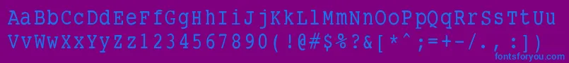 Smalltypewritingmedium-fontti – siniset fontit violetilla taustalla