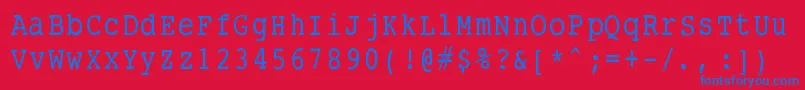 Smalltypewritingmedium-Schriftart – Blaue Schriften auf rotem Hintergrund