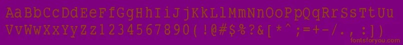 Smalltypewritingmedium-Schriftart – Braune Schriften auf violettem Hintergrund