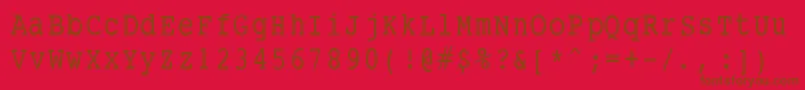 フォントSmalltypewritingmedium – 赤い背景に茶色の文字