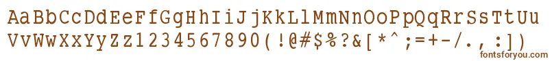 Smalltypewritingmedium-fontti – ruskeat fontit valkoisella taustalla