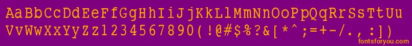 フォントSmalltypewritingmedium – 紫色の背景にオレンジのフォント