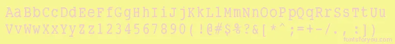 Smalltypewritingmedium-fontti – vaaleanpunaiset fontit keltaisella taustalla