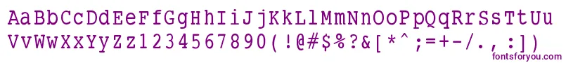 フォントSmalltypewritingmedium – 白い背景に紫のフォント