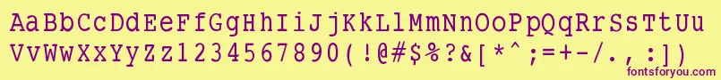 Smalltypewritingmedium-fontti – violetit fontit keltaisella taustalla