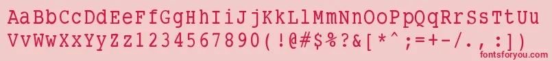 フォントSmalltypewritingmedium – ピンクの背景に赤い文字