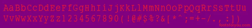 Fonte Smalltypewritingmedium – fontes vermelhas em um fundo violeta