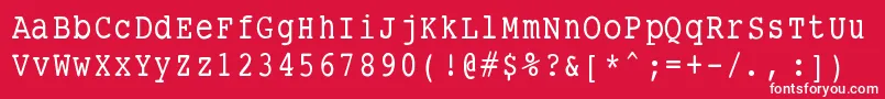 フォントSmalltypewritingmedium – 赤い背景に白い文字