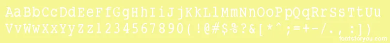 Smalltypewritingmedium-fontti – valkoiset fontit keltaisella taustalla
