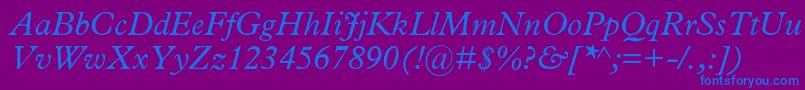 MplantinItalic Font – Blue Fonts on Purple Background