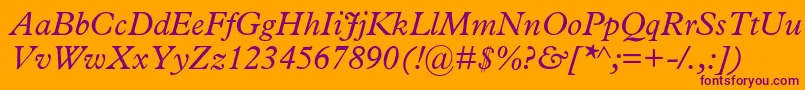MplantinItalic Font – Purple Fonts on Orange Background
