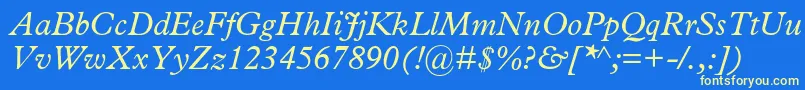 MplantinItalic Font – Yellow Fonts on Blue Background