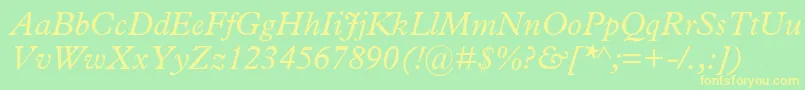 MplantinItalic Font – Yellow Fonts on Green Background