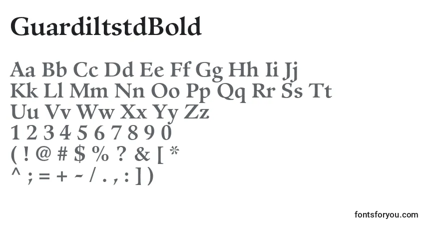 Schriftart GuardiltstdBold – Alphabet, Zahlen, spezielle Symbole
