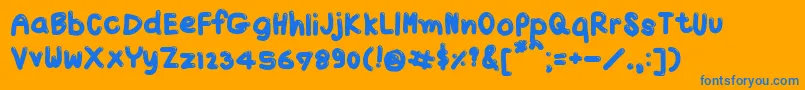TxJello2-Schriftart – Blaue Schriften auf orangefarbenem Hintergrund