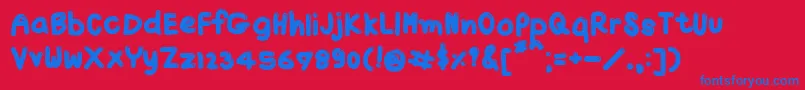 TxJello2-Schriftart – Blaue Schriften auf rotem Hintergrund