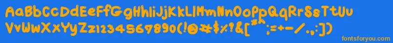 TxJello2-Schriftart – Orangefarbene Schriften auf blauem Hintergrund