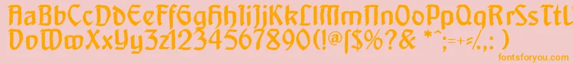 フォントArtnoveaudecadente – オレンジの文字がピンクの背景にあります。