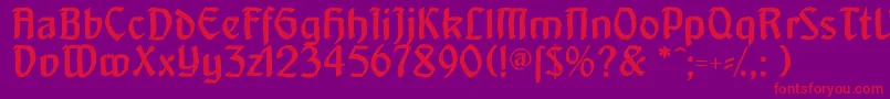 Artnoveaudecadente-Schriftart – Rote Schriften auf violettem Hintergrund