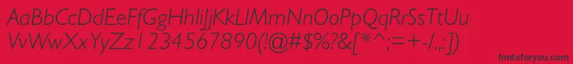 GillsansstdLightitalic Font – Black Fonts on Red Background