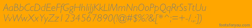 Fonte GillsansstdLightitalic – fontes cinzas em um fundo laranja