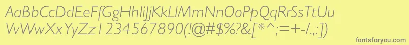 GillsansstdLightitalic-Schriftart – Graue Schriften auf gelbem Hintergrund