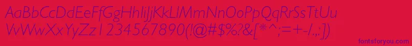 GillsansstdLightitalic Font – Purple Fonts on Red Background