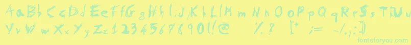 Fonte PsychotikaByFlowerbydeath – fontes verdes em um fundo amarelo