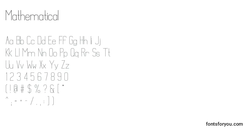 Шрифт Mathematical – алфавит, цифры, специальные символы