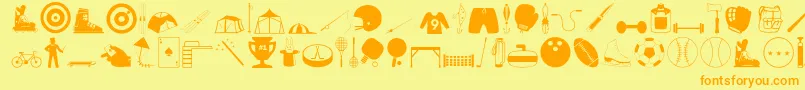 フォントSports ffy – オレンジの文字が黄色の背景にあります。