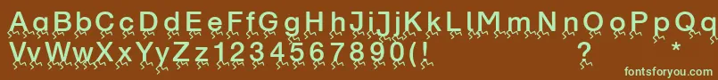 Runningletters-fontti – vihreät fontit ruskealla taustalla
